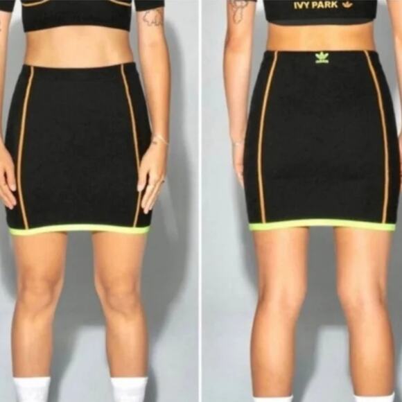 ADIDAS x IVY PARK Beyonce Knit Bodycon Mini Skirt Black {3V14} - Picture 2 of 7